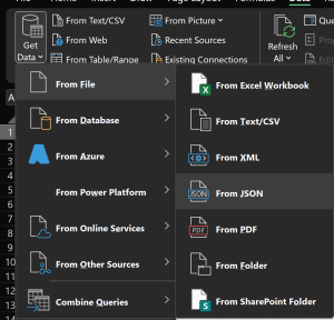 Excel Get Data from Json File