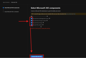 Screenshot of enabling the additional Microsoft 365 services for the App Connector